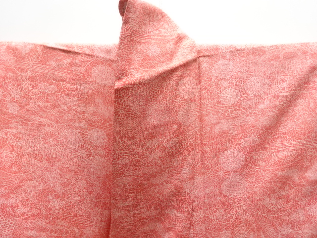  作家物　家屋に草花模様一つ紋江戸小紋着物